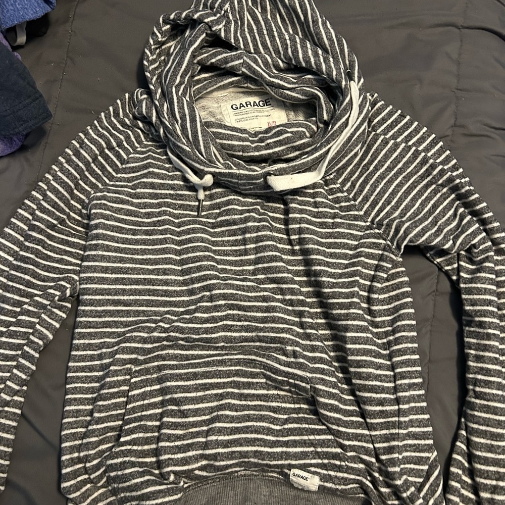 Garage Charcoal and White Striped Pullover
